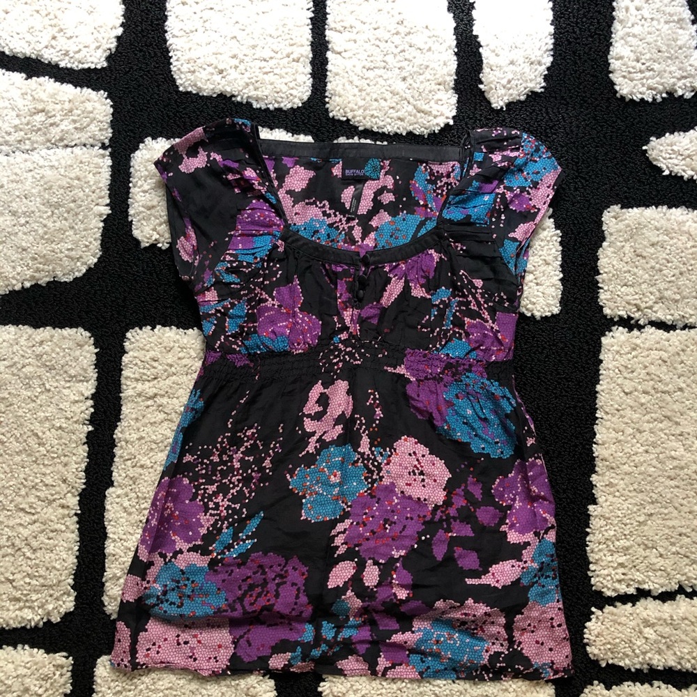 Buffalo David Bitton Short Sleeve Black Blouse